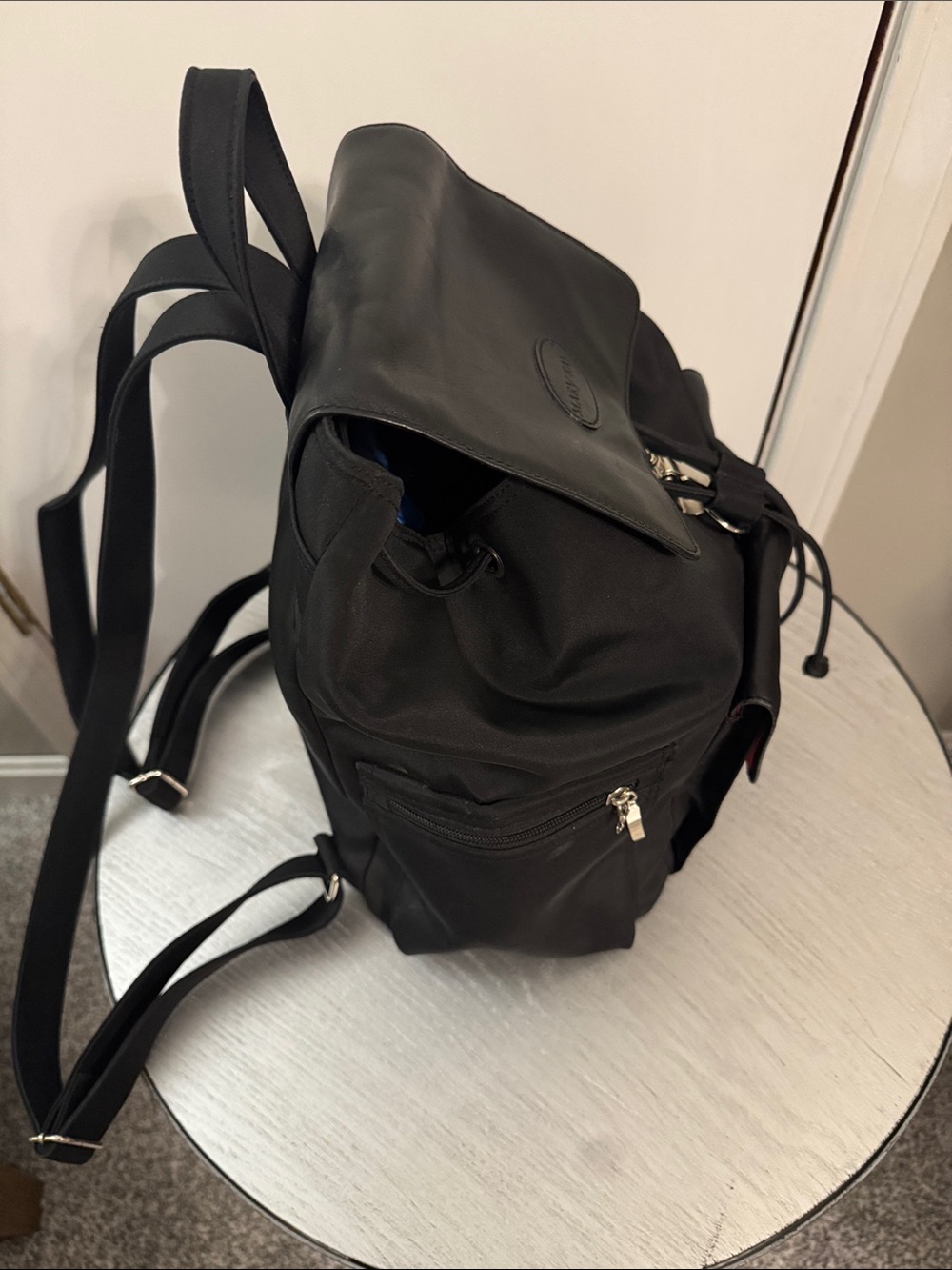 Mary Kay Black Nylon Backpack with Leather Trim - Picture 4 of 6